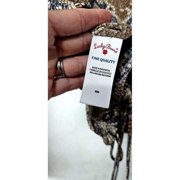 LUCKY BRAND Long Sleeve Snake Print Bottom Adjustable String Breathable Shirt M - Picture 3 of 4